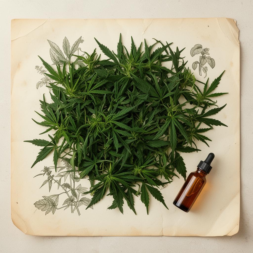 Sobra aromática de cannabis sobre papel pergaminho